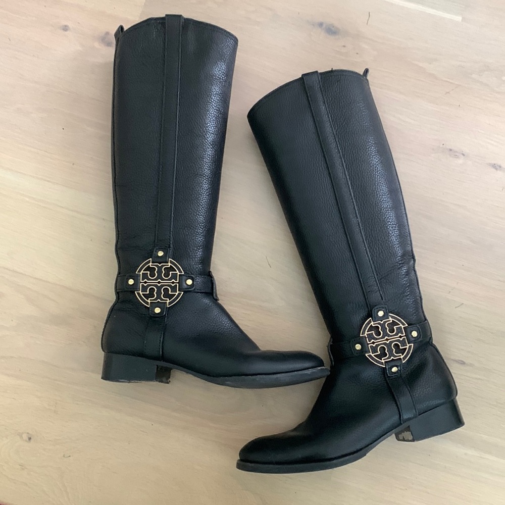 Tory Burch black leather riding boots